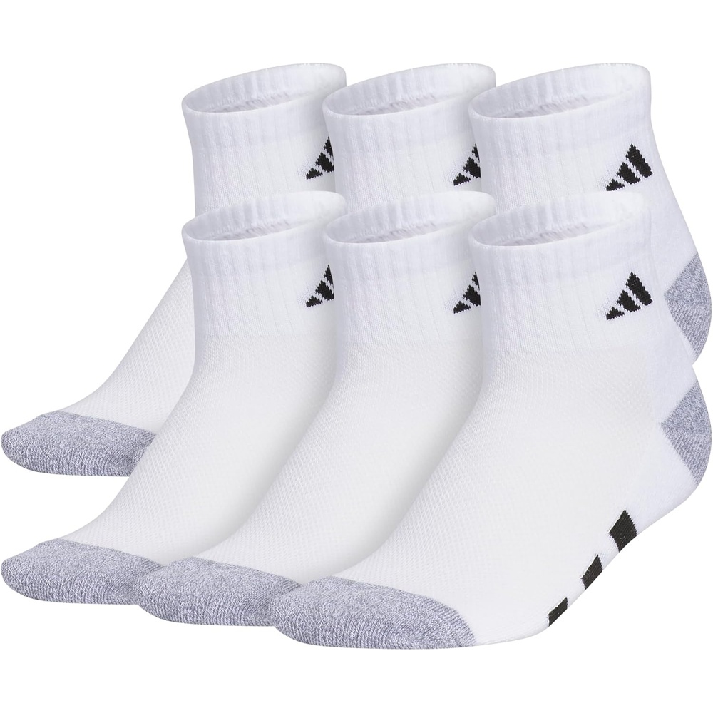 image:imageadidas Kids Cushioned Quarter Ankle Socks for Boys and Girls 6 Pairs Durable amp ComfortableWhiteGreyBlack
