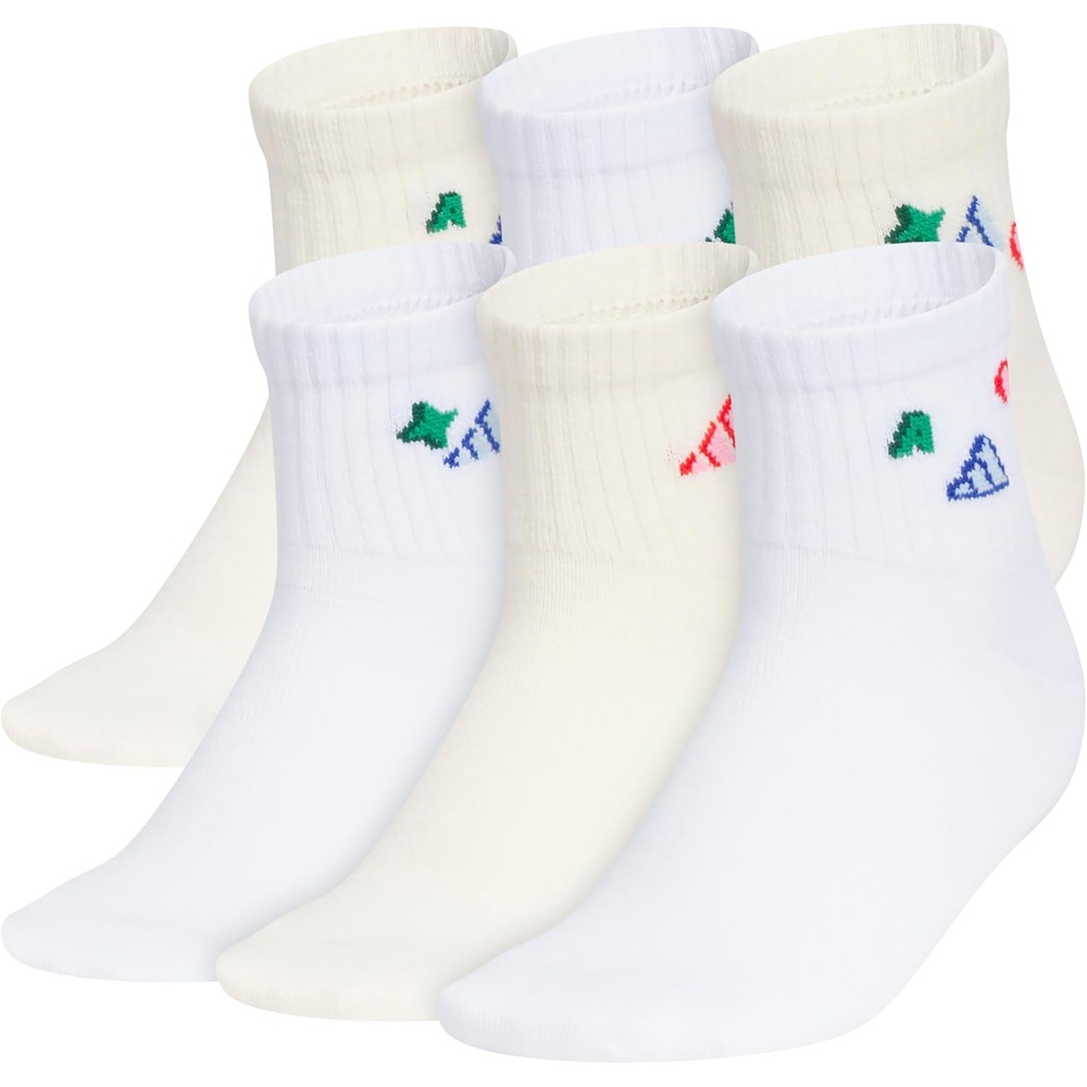 image:imageadidas Kids Cushioned Quarter Ankle Socks for Boys and Girls 6 Pairs Durable amp ComfortableWonder WhiteWhiteCharm
