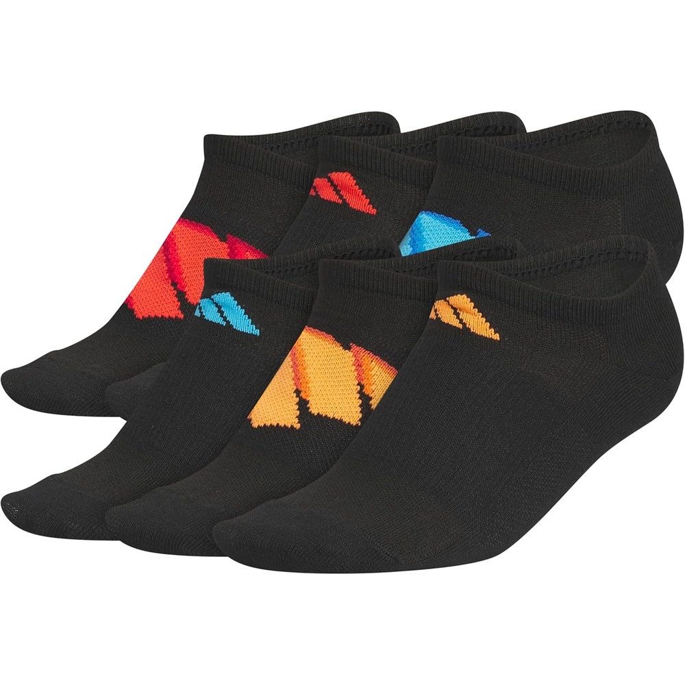 image:imageadidas Kids Superlite No Show Socks for Boys amp Girls 6 Pairs LightweightBlackPure Ruby RedLucid AquamarineClassic20