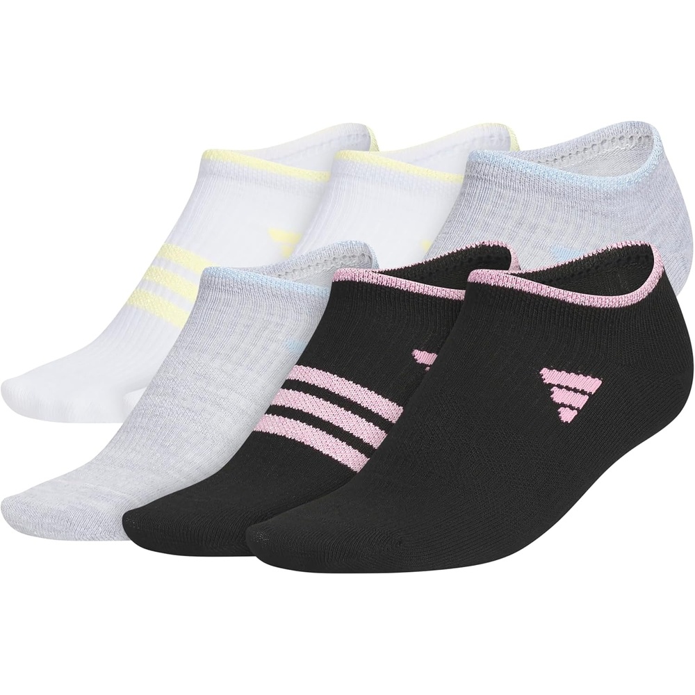 image:imageadidas Kids Superlite No Show Socks for Boys amp Girls 6 Pairs LightweightWhiteCool Light HeatherBlackGirls30