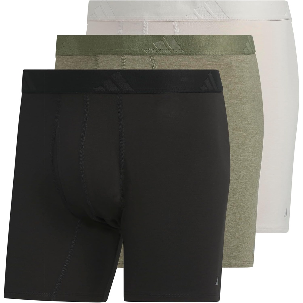 image:imageadidas Mens Luxe Underwear 3Pack Boxer Briefs or Trunks Premium Ultra Soft ComfortBlackHeather Olive StrataWonder Alumina GreyBoxer Brief