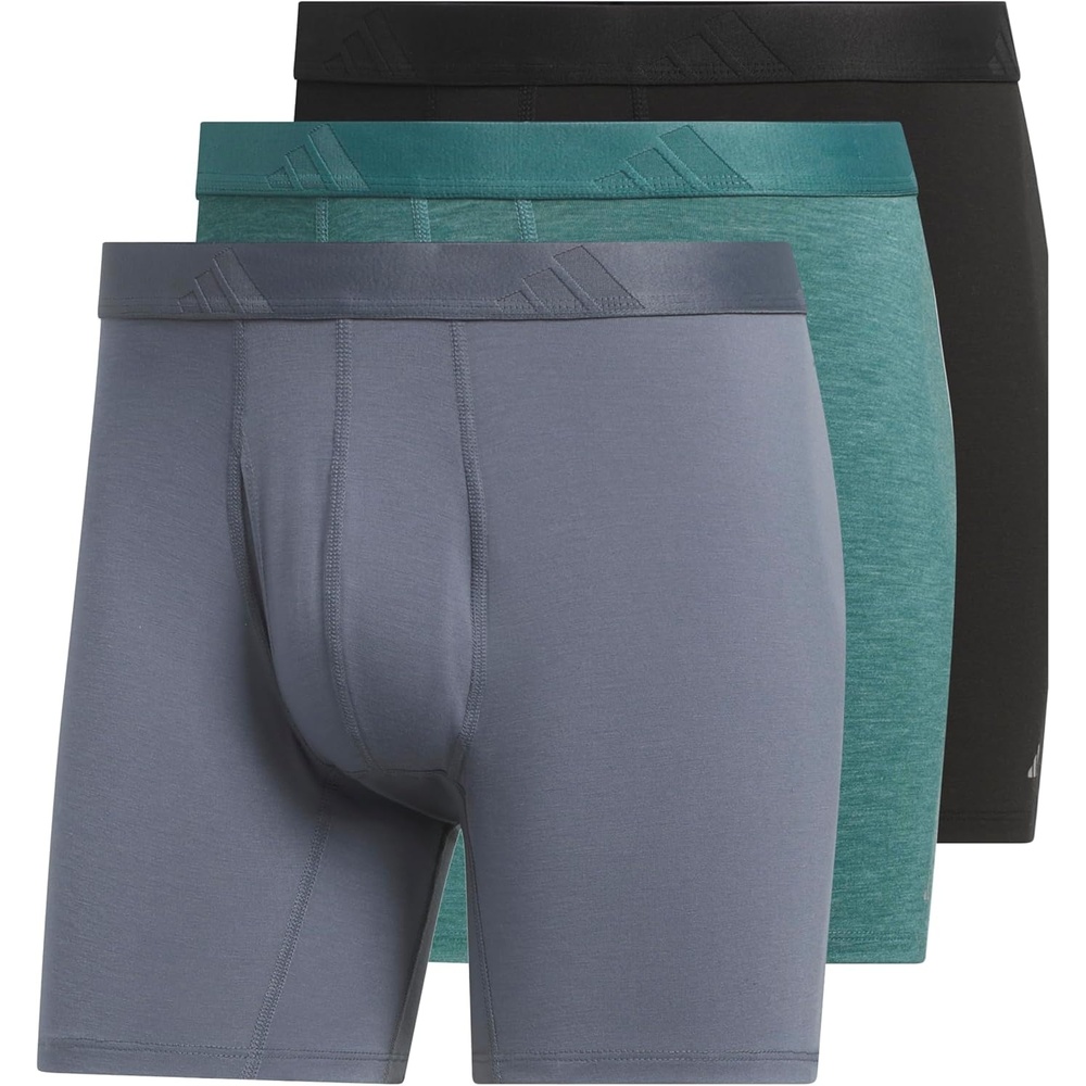 image:imageadidas Mens Luxe Underwear 3Pack Boxer Briefs or Trunks Premium Ultra Soft ComfortOnix GreyPreloved Teal GreenBlackBoxer Brief
