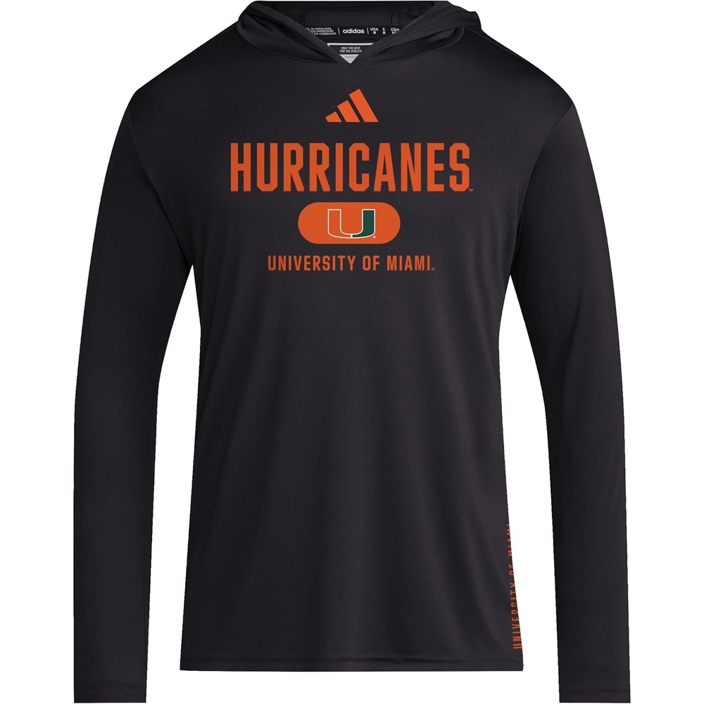 image:imageadidas Mens NCAA Designed for Training Team HoodieBlackCollegiate OrangeWhiteUniversity of Miami