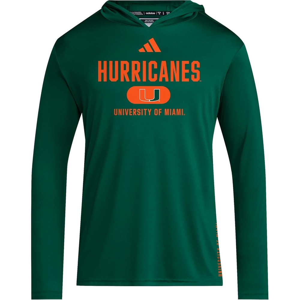 image:imageadidas Mens NCAA Designed for Training Team HoodieDark GreenCollegiate OrangeWhiteUniversity of Miami