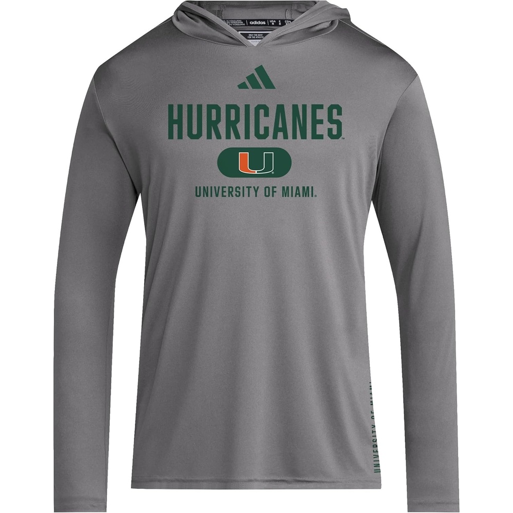 image:imageadidas Mens NCAA Designed for Training Team HoodieTeam GreyDark GreenWhiteUniversity of Miami
