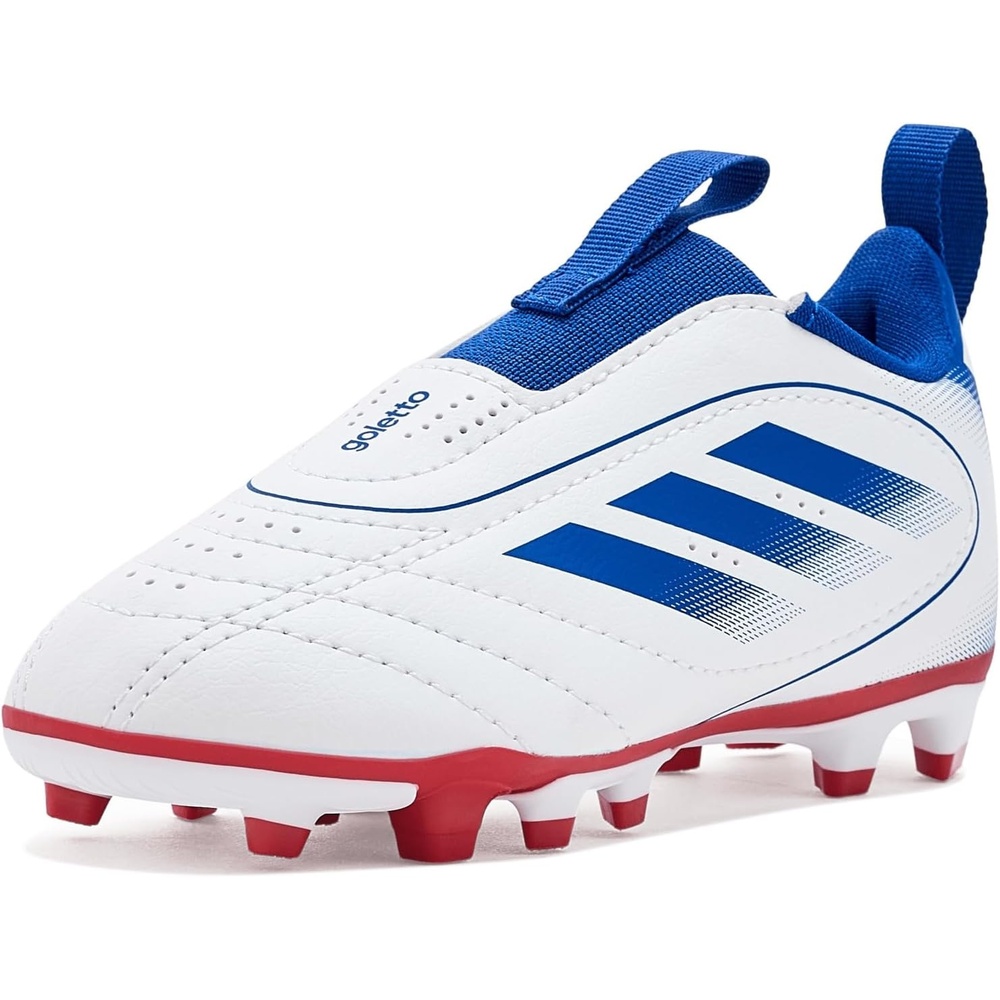 image:imageadidas UnisexKids Goletto IX Laceless FirmMulti GroundWhiteTeam Royal BlueBetter Scarlet