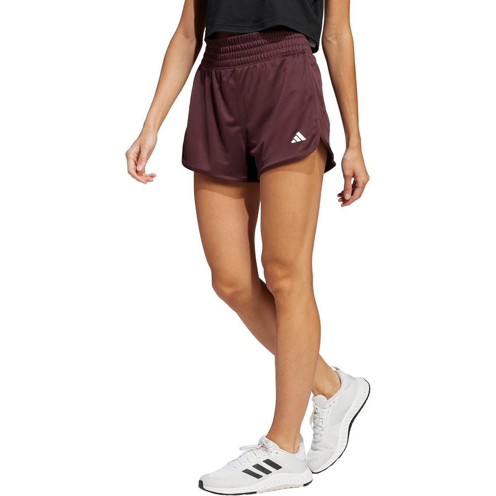 image:imageadidas Womens Pacer Essentials Knit HighRise Shorts Casual Bottoms Casual PurpleAurora RubyWhite
