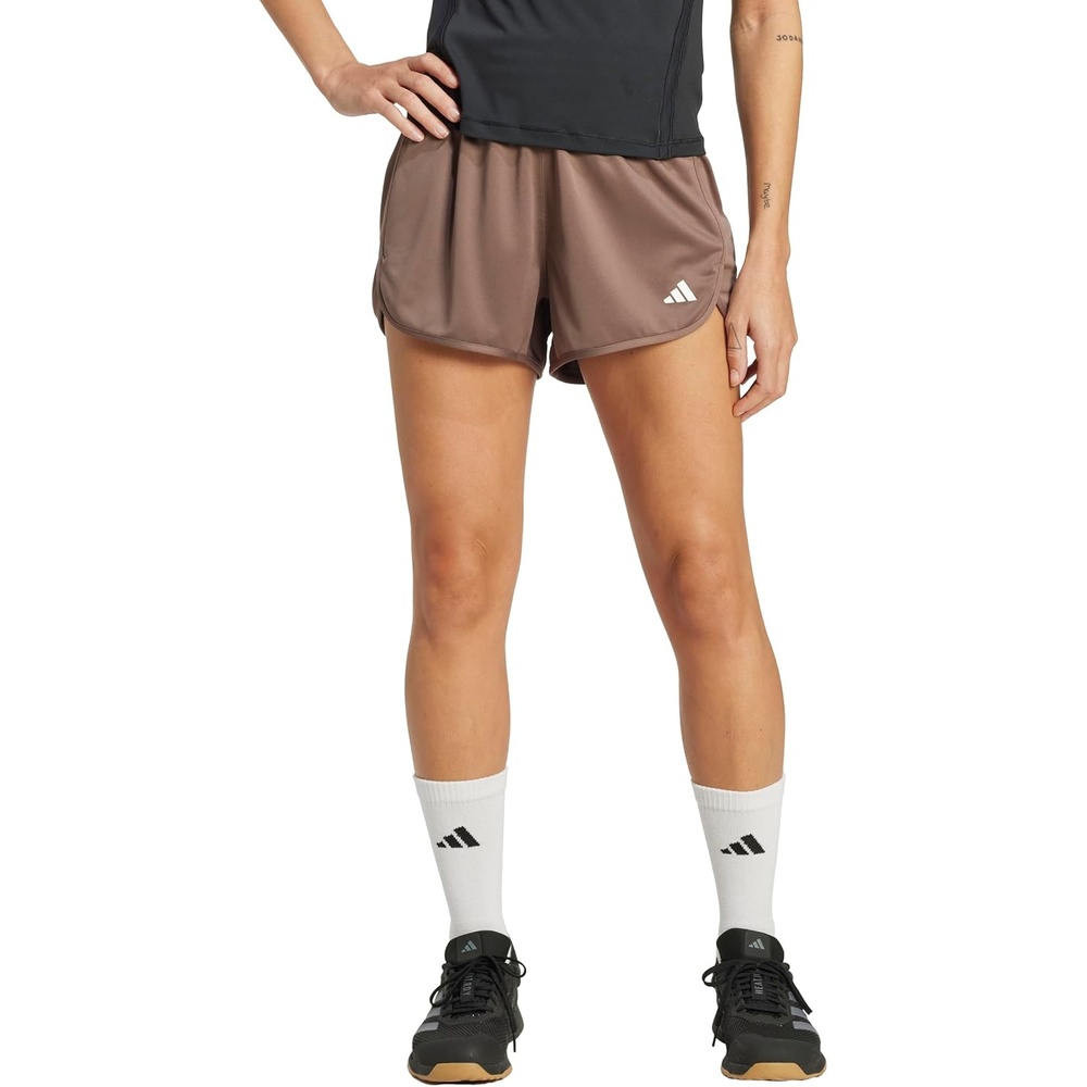 image:imageadidas Womens Pacer Essentials Knit HighRise Shorts Casual Bottoms Casual  PurpleEarth StrataWhite