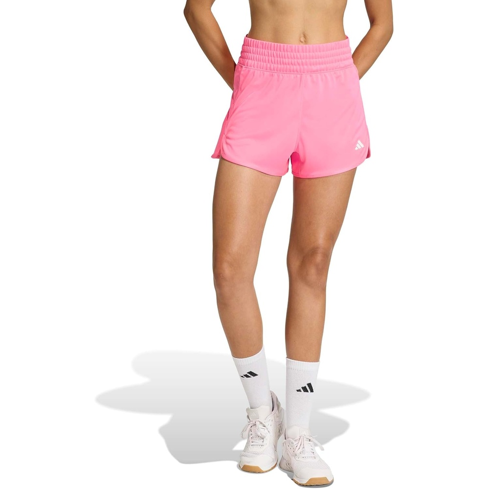 image:imageadidas Womens Pacer Essentials Knit HighRise Shorts Casual Bottoms Casual PurpleLucid PinkWhite