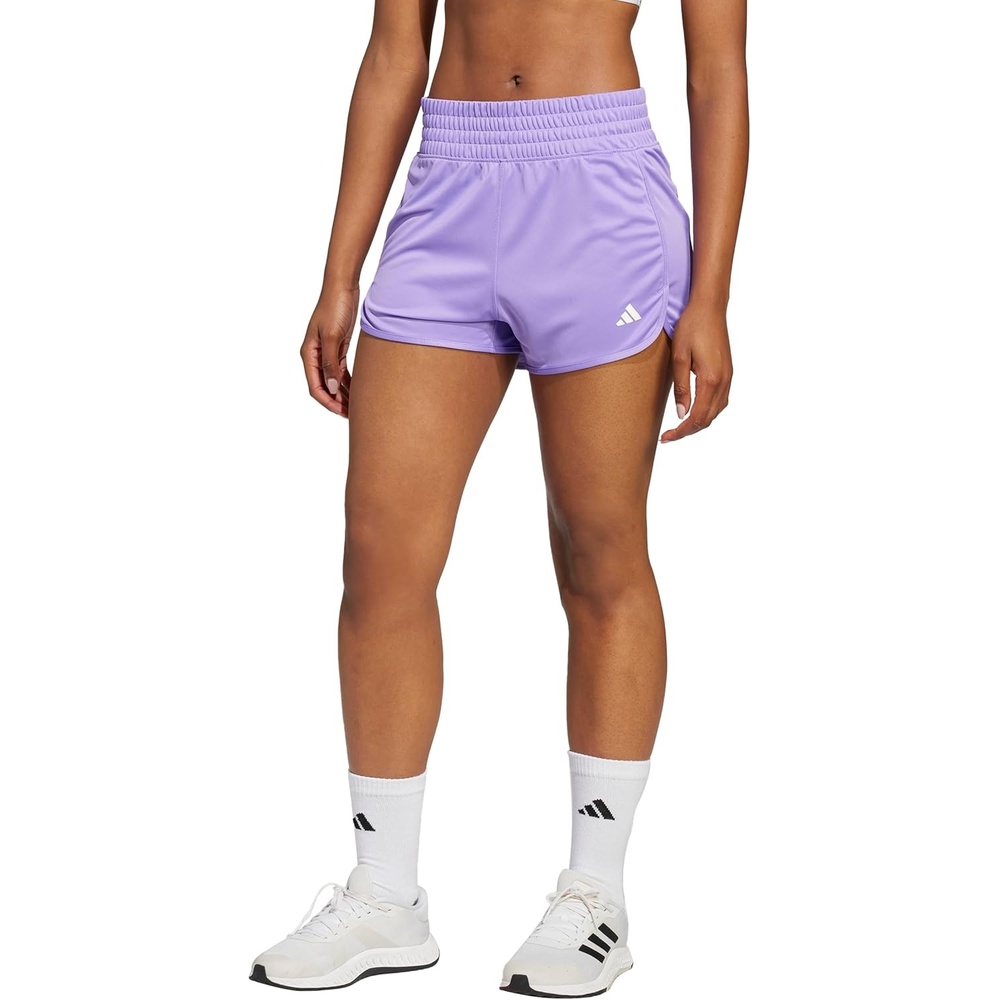 image:imageadidas Womens Pacer Essentials Knit HighRise Shorts Casual Bottoms Casual PurpleViolet Fusion