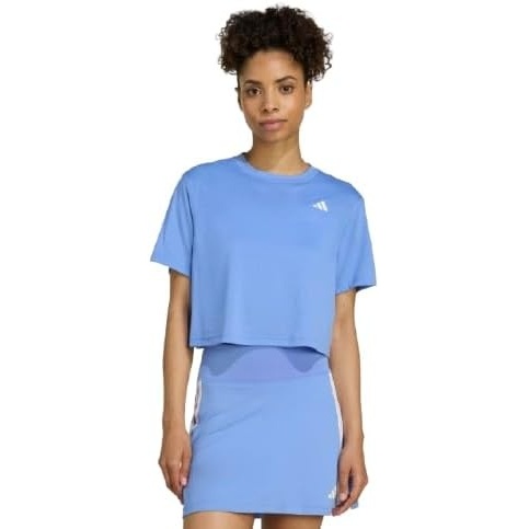 image:imageadidas Womens Train Essentials Boxy Workout Crew Neck Short Sleeve Athletic Casual Tops Casual  WhiteBlue Fusion