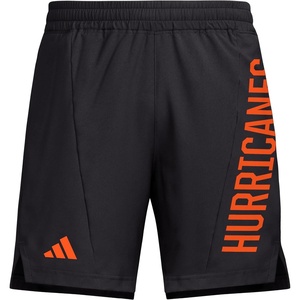Adidas Mens NCAA Designed for Training Team Graphic Woven Shorts(Black/Collegiate Orange/Collegiate Orange/University of Miami)