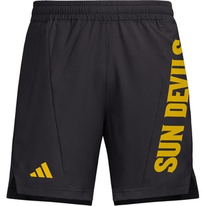 Adidas Mens NCAA Designed for Training Team Graphic Woven Shorts(Black/Team Collegiate Gold/Arizona State University)