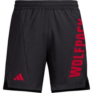 Adidas Mens NCAA Designed for Training Team Graphic Woven Shorts(Black/Team Power Red/North Carolina State University)