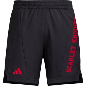 Adidas Mens NCAA Designed for Training Team Graphic Woven Shorts(Black/Team Power Red/Rutgers University)