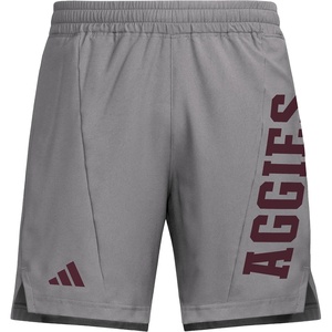 Adidas Mens NCAA Designed for Training Team Graphic Woven Shorts(Team Grey/Team Maroon/Texas A&m University)