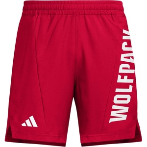 Adidas Mens NCAA Designed for Training Team Graphic Woven Shorts(Team Power Red/White/North Carolina State University)