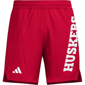 Adidas Mens NCAA Designed for Training Team Graphic Woven Shorts(Team Power Red/White/University of Nebraska)