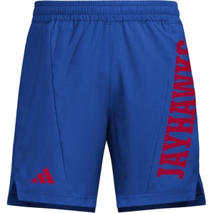 Adidas Mens NCAA Designed for Training Team Graphic Woven Shorts(Team Royal Blue/Team Power Red/University of Kansas)
