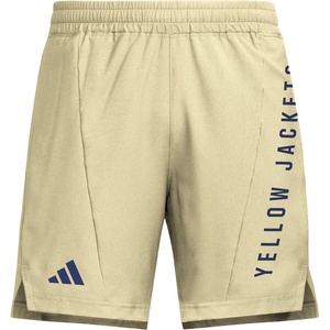 Adidas Mens NCAA Designed for Training Team Graphic Woven Shorts(Team Sand/Collegiate Navy/Georgia Technical University)