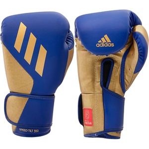 Adidas Tilt 350 PRO Training Gloves – Hook & Loop with new Tilt Technology – for Men, Women, Unisex – Sustainable Vegan Leather Boxing, Kickboxing, MMA Training Gloves(Blue /Metallic Gold)