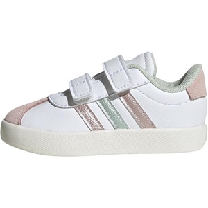 Adidas Unisex-Child Vl Court Bold(White/Linen Green Metallic/Sandy Pink Metallic)