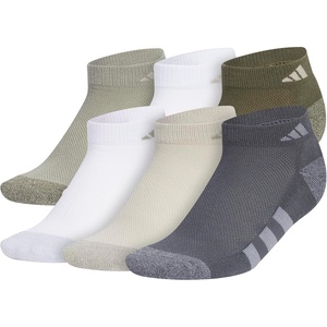 adidas Boy’s Cushioned Angle Stripe Low Cut Socks 6-Pack (Little Kid/Big Kid/Adult)(Silver Pebble Grey/Putty Grey/White)
