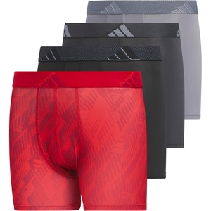 adidas Boys Performance Microfiber Boxer Briefs (4-Pack or 3-Pack) Kids Graphic Underwear(Better Scarlet/Active Maroon/Black/Graphic)