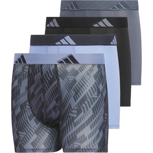 adidas Boys Performance Microfiber Boxer Briefs (4-Pack or 3-Pack) Kids Graphic Underwear(Black/Blue Spark/Grey/Graphic)