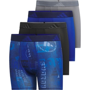 adidas Boys Performance Microfiber Boxer Briefs (4-Pack or 3-Pack) Kids Graphic Underwear(Upscaled Mix Team Royal Blue-blue Fusion/Black/Team Royal Blue/Graphic)