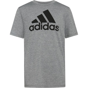 adidas Boys Short Sleeve Aeroready Performance Logo Tee T-Shirt(Charcoal Grey Heather)