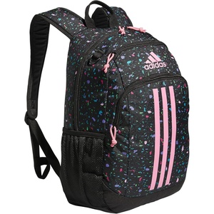 adidas Creator School Backpack for Girls & Boys — Durable Bookbag(Speckle Black/Bliss Pink/Black)