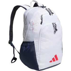 adidas Defender 5 Backpack for Sports, Gym, School and Travel, 33L(White/Night Indigo/Pure Ruby Red)
