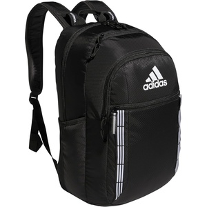 adidas Excel 7 School Backpack for Laptop, Gym and Travel, 34L(Black/White 3 Stripe Webbing/7)