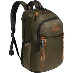adidas Excel 7 School Backpack for Laptop, Gym and Travel, 34L(Olive Strata Green/Black/Impact Orange/7)