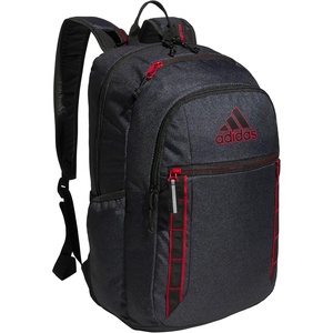 adidas Excel 7 School Backpack for Laptop, Gym and Travel, 34L(Twill Black/Better Scarlet/7)