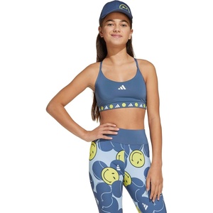 adidas Girls’ Smiley World Training Bra(Preloved Ink/White/Bright Yellow)
