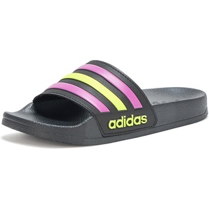 adidas Kids’ Adilette Shower Slide(Black/Flash Pink/Solar Yellow)