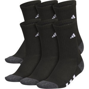 adidas Kids Cushioned Crew Socks for Boys & Girls (6 Pairs) Durable & Comfortable(Black/Onix Grey/White)