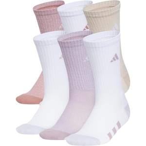 adidas Kids Cushioned Crew Socks for Boys & Girls (6 Pairs) Durable & Comfortable(Girls/Warm Clay Pink/Wonder Beige/Preloved Fig Purple)