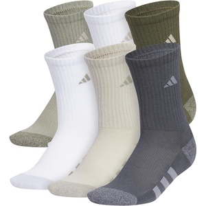 adidas Kids Cushioned Crew Socks for Boys & Girls (6 Pairs) Durable & Comfortable(Silver Pebble Grey/Putty Grey/White)