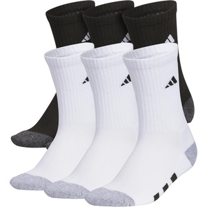 adidas Kids Cushioned Crew Socks for Boys & Girls (6 Pairs) Durable & Comfortable(White/Black/White)