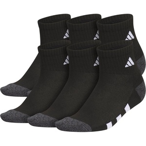 adidas Kids Cushioned Quarter Ankle Socks for Boys and Girls (6 Pairs) Durable & Comfortable(Black/Onix Grey/White)