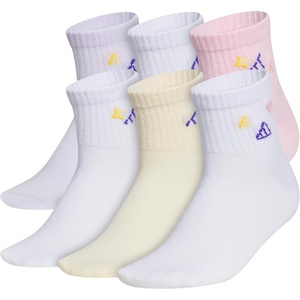 adidas Kids Cushioned Quarter Ankle Socks for Boys and Girls (6 Pairs) Durable & Comfortable(Frozen Purple/White/Clear Pink/Charm)