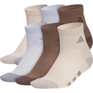adidas Kids Cushioned Quarter Ankle Socks for Boys and Girls (6 Pairs) Durable & Comfortable(Wonder Beige/Cool Light Heather/Earth Strata Brown)