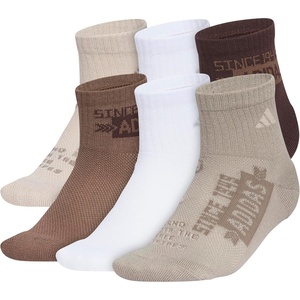 adidas Kids Cushioned Quarter Ankle Socks for Boys and Girls (6 Pairs) Durable & Comfortable(Wonder Beige/White/Earth Strata Brown/Graphic)