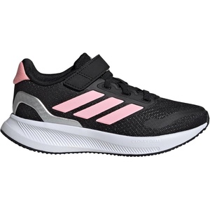 adidas Kids’ Marvel Run Falcon 5 Elastic Lace & Strap(Black/Pink Spark/Silver Metallic)