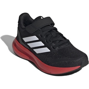 adidas Kids’ Marvel Run Falcon 5 Elastic Lace & Strap(Black/White/Bright Red)