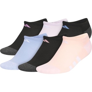 adidas Kids No Show Socks for Boys and Girls (6 Pairs) Durable & Comfortable(Black/Preloved Purple/Ice Lavender/Girls)