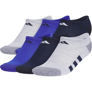 adidas Kids No Show Socks for Boys and Girls (6 Pairs) Durable & Comfortable(Cool Light Heather/Collegiate Navy/Semi Lucid Blue)